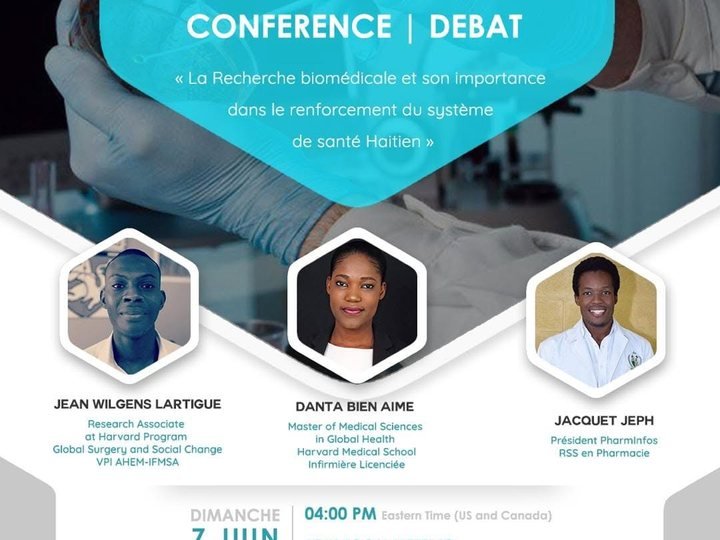 Affiche de la conférence-débat PHARMINFOS Haïti, juin 2020